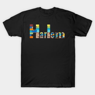 Harlem Texted Based | Colorful Abstract Brick Design T-Shirt